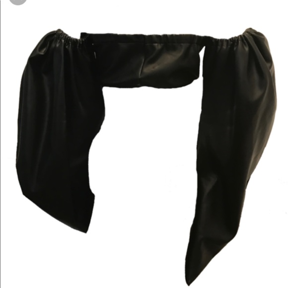 TLZ L’FEMME Black Matte Vinyl Off The Shoulder Top - Picture 7 of 8